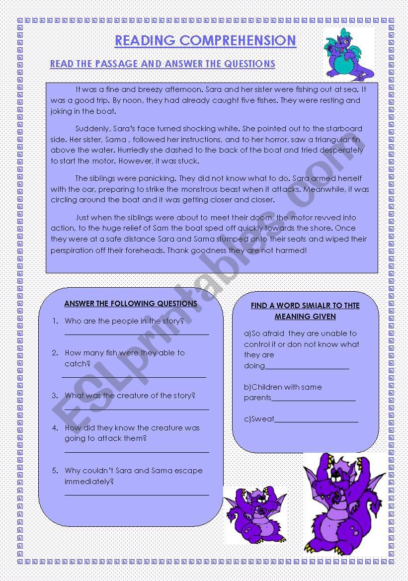 READING COMPREHENSON worksheet