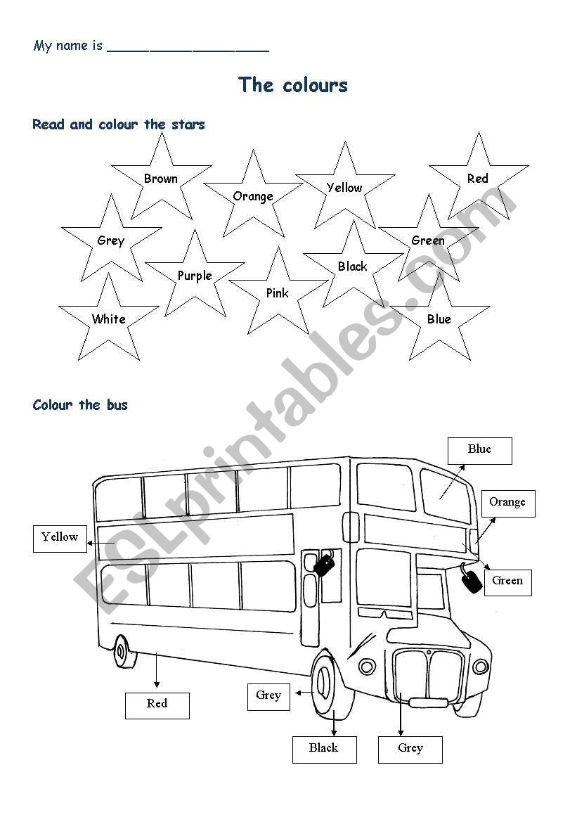 Colour the bus worksheet