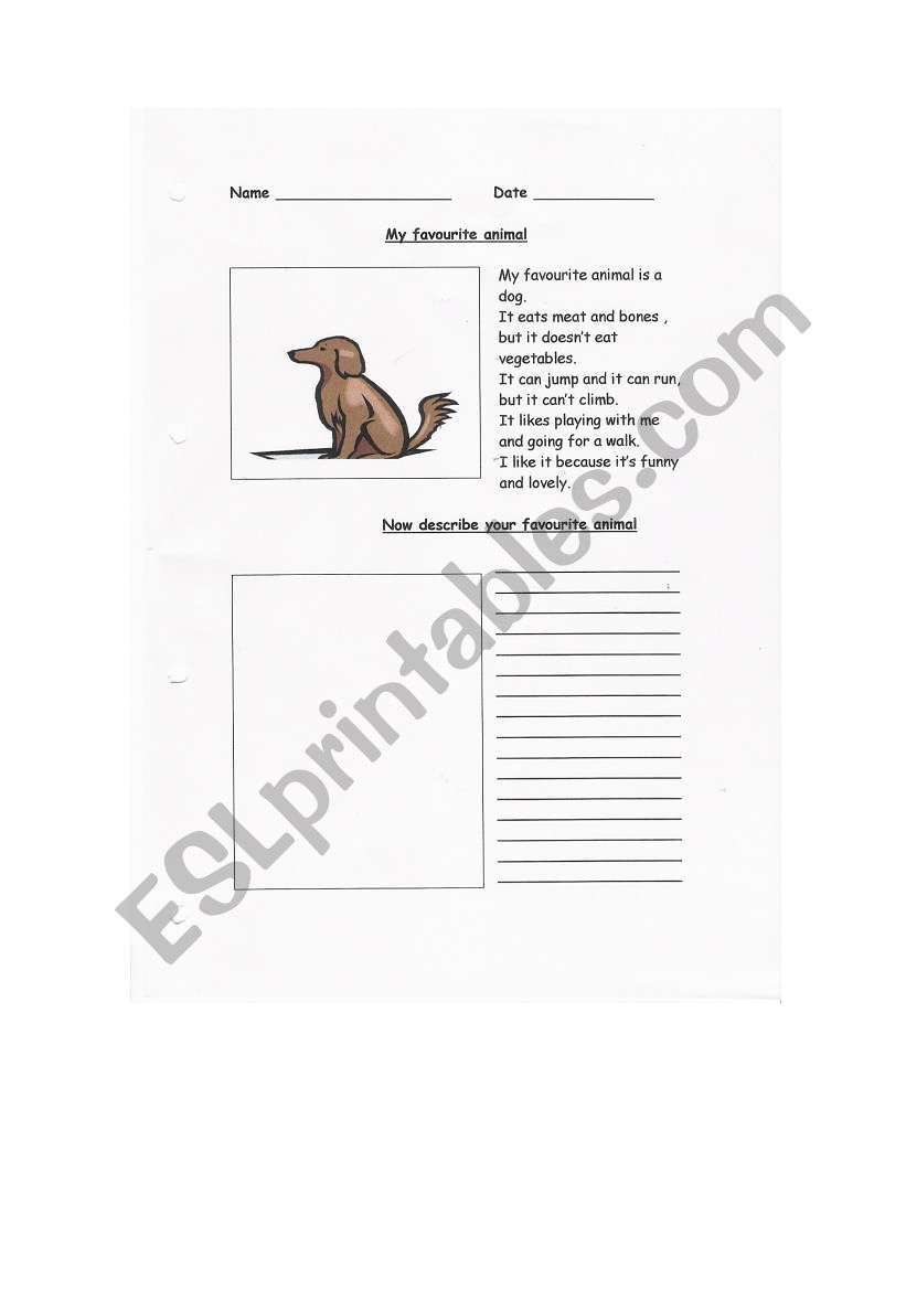 MY FAVOURITE ANIMAL worksheet