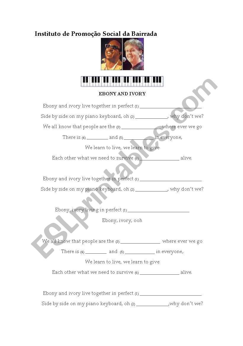 ebony and ivory worksheet