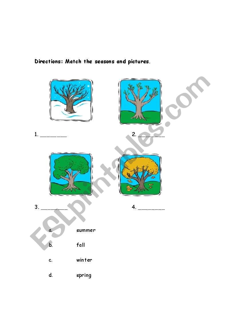 The Four Seasons worksheet