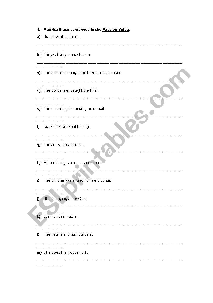 Passive voice worksheet