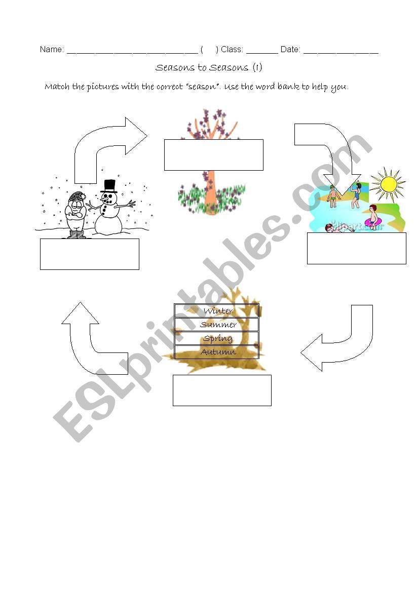 seasons to seasons worksheet