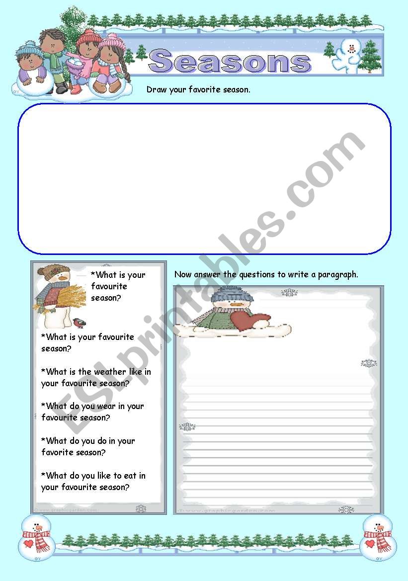 seasons writing worksheet