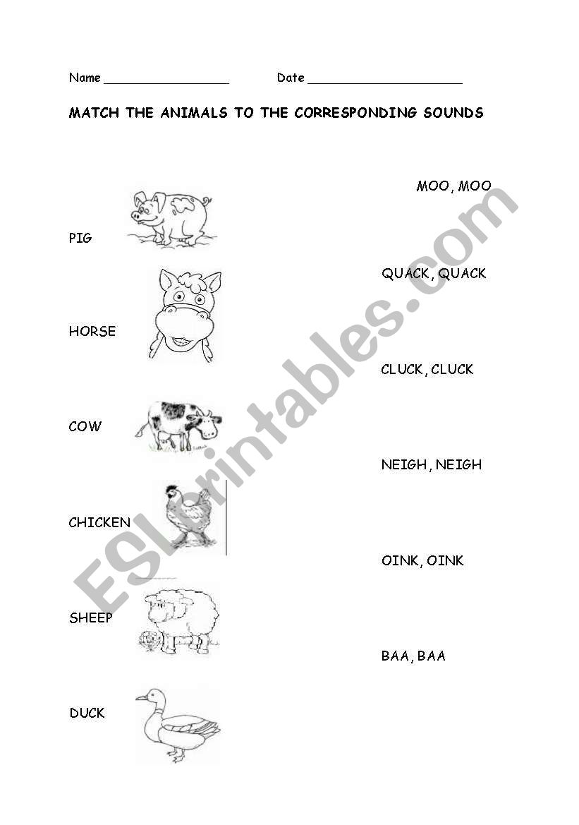 ANIMAL SOUNDS worksheet