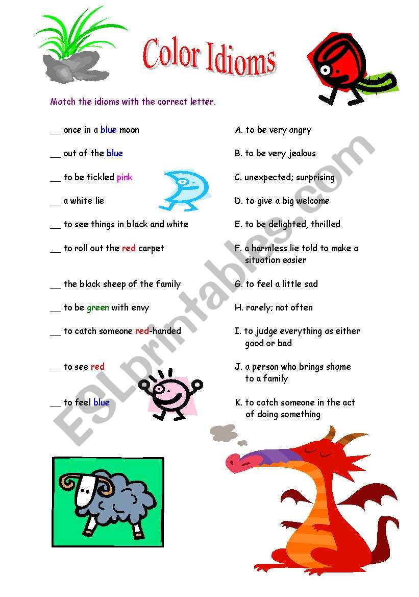 Color Idioms worksheet