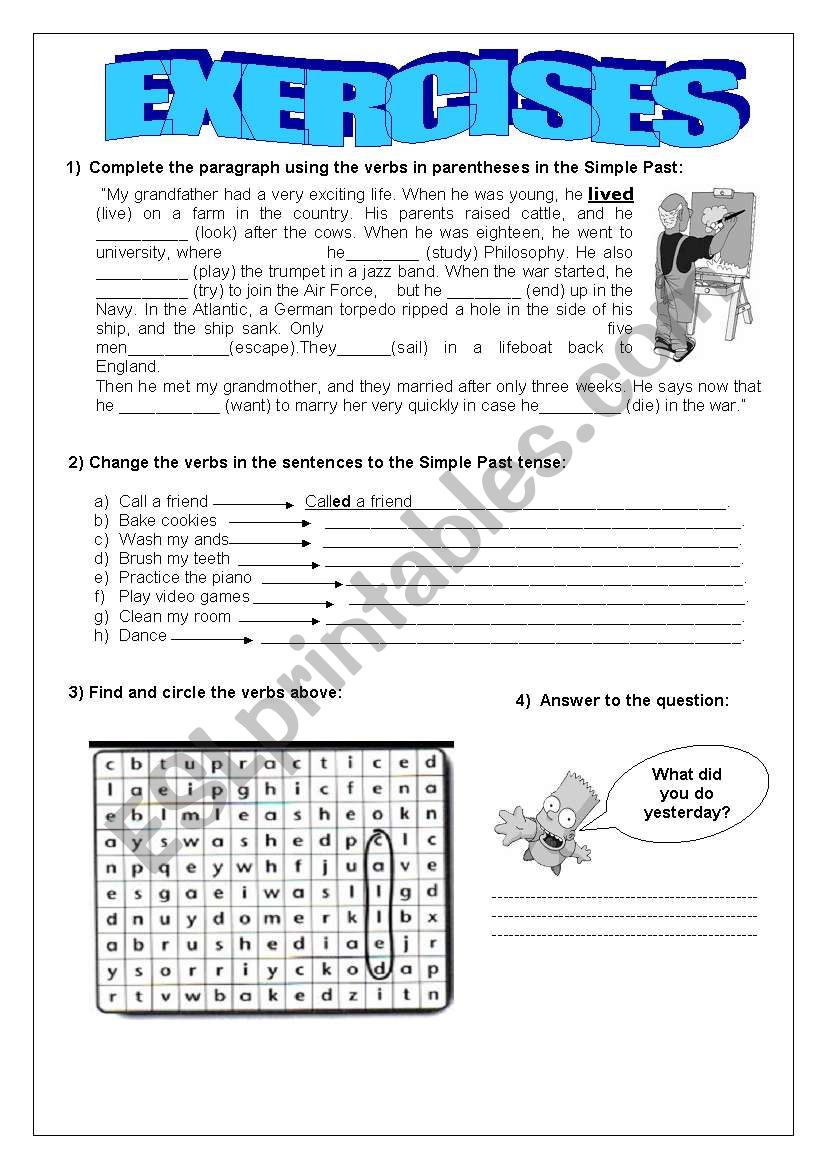 Simple Past exercises worksheet