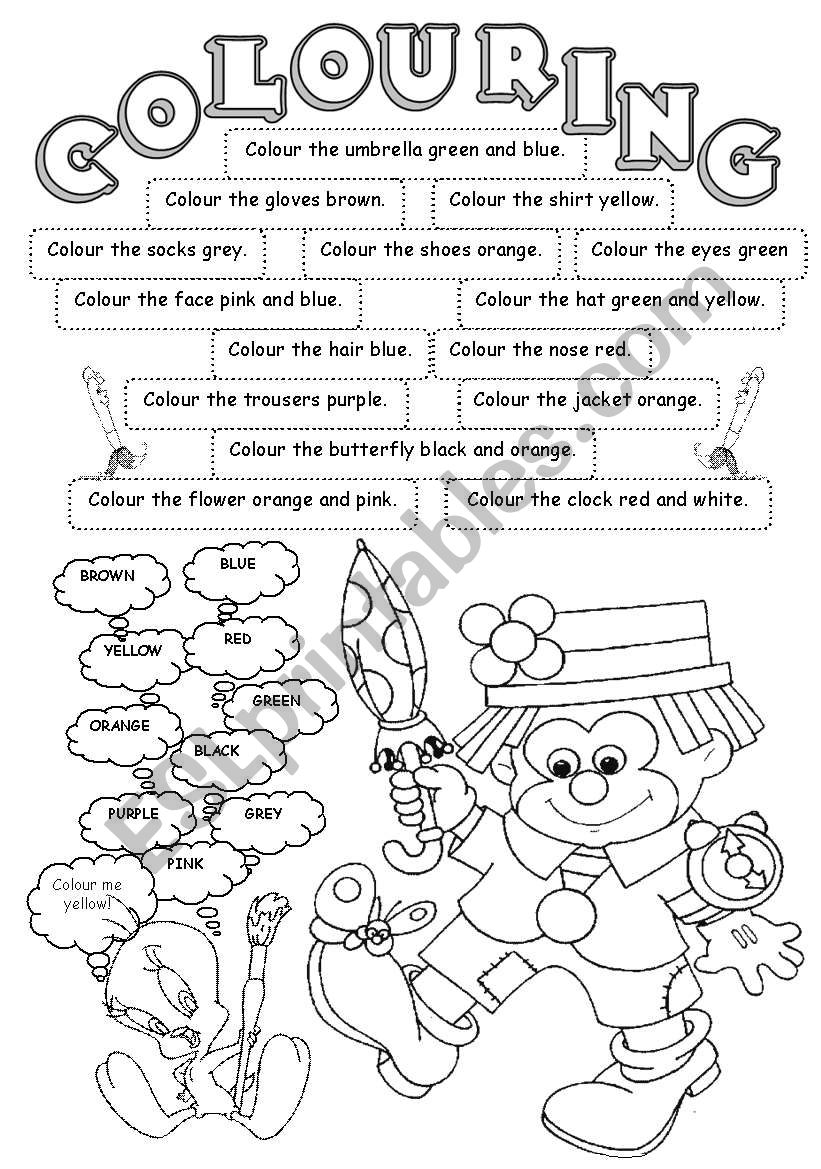 Colouring Esl Worksheet By Gabitza