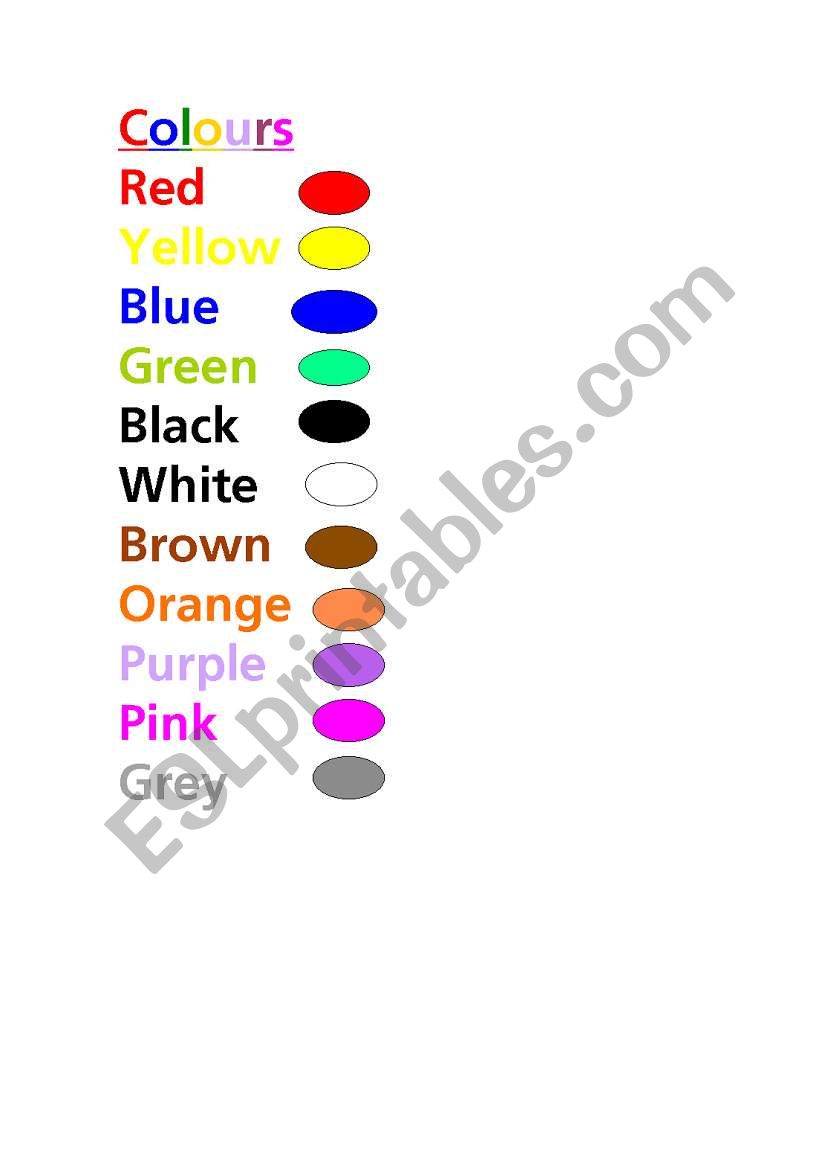 Colours worksheet