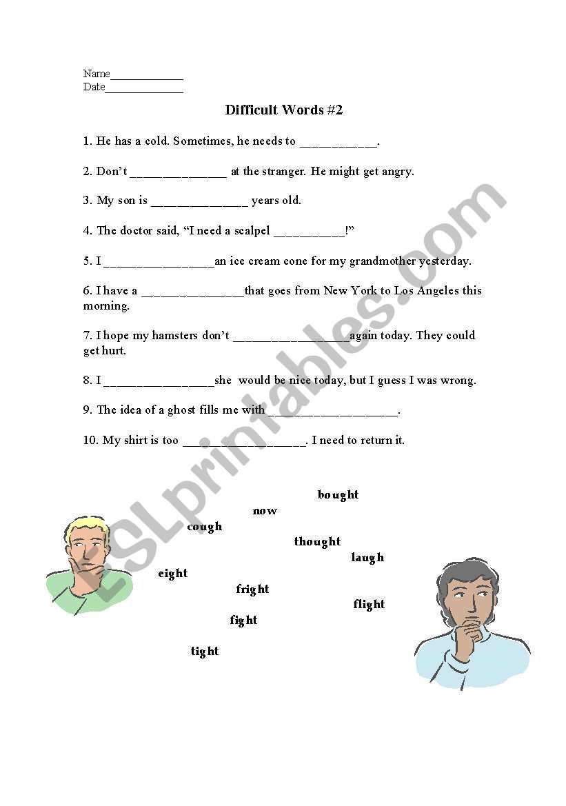 Difficult Words #2 worksheet