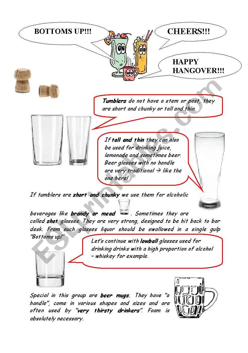 DRINKING GLASSES - VARIOUS worksheet