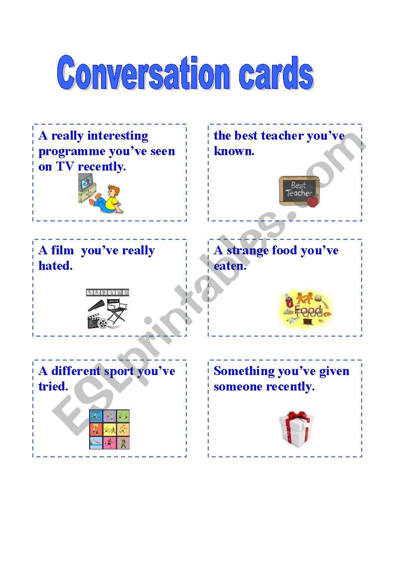 Conversation cards with present perfect