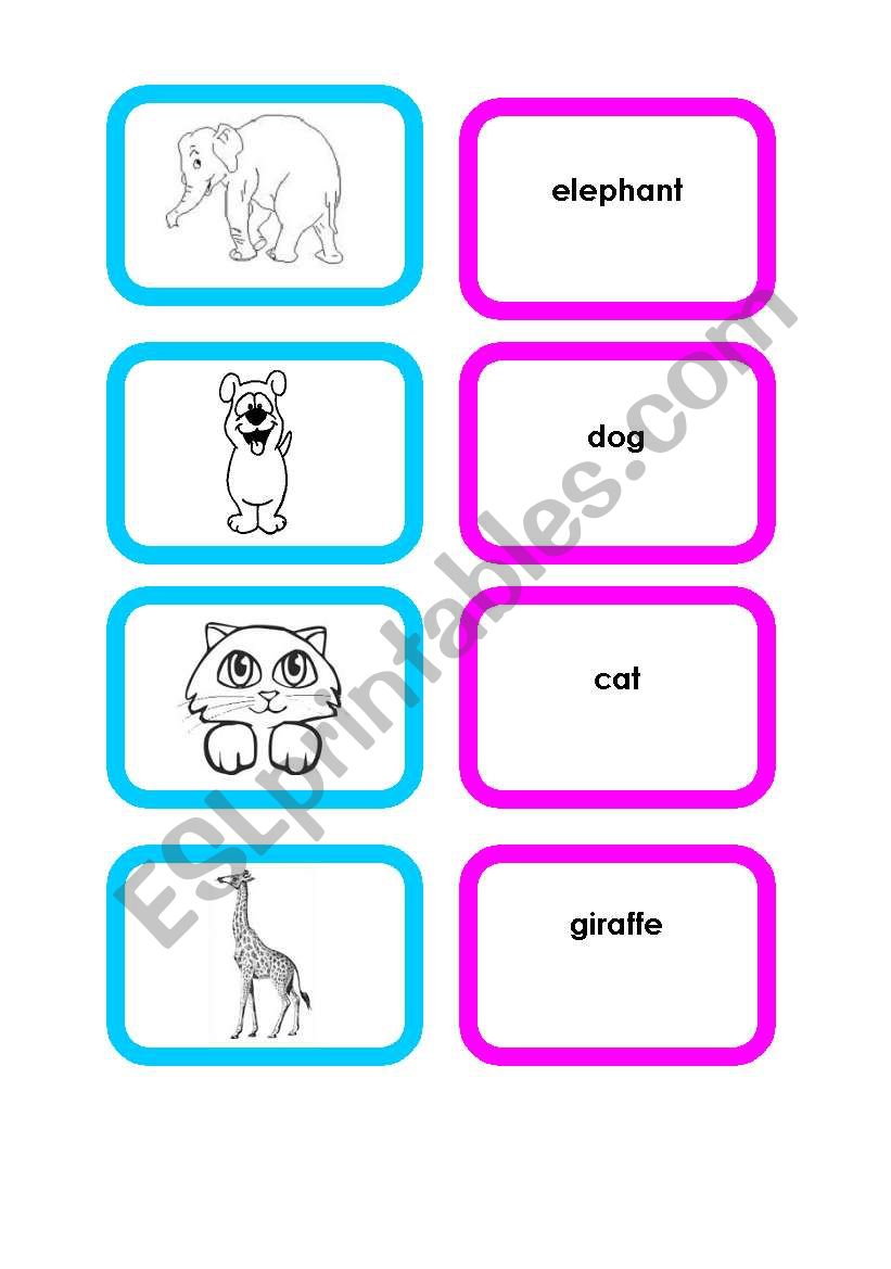 Animal cards (set 1/4) worksheet