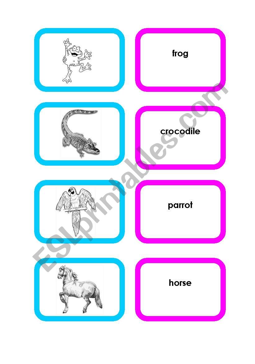 Animal cards (set 3/4) worksheet