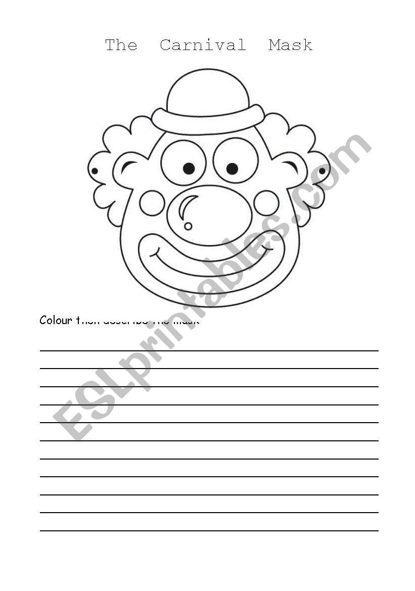 the Carnival Mask worksheet