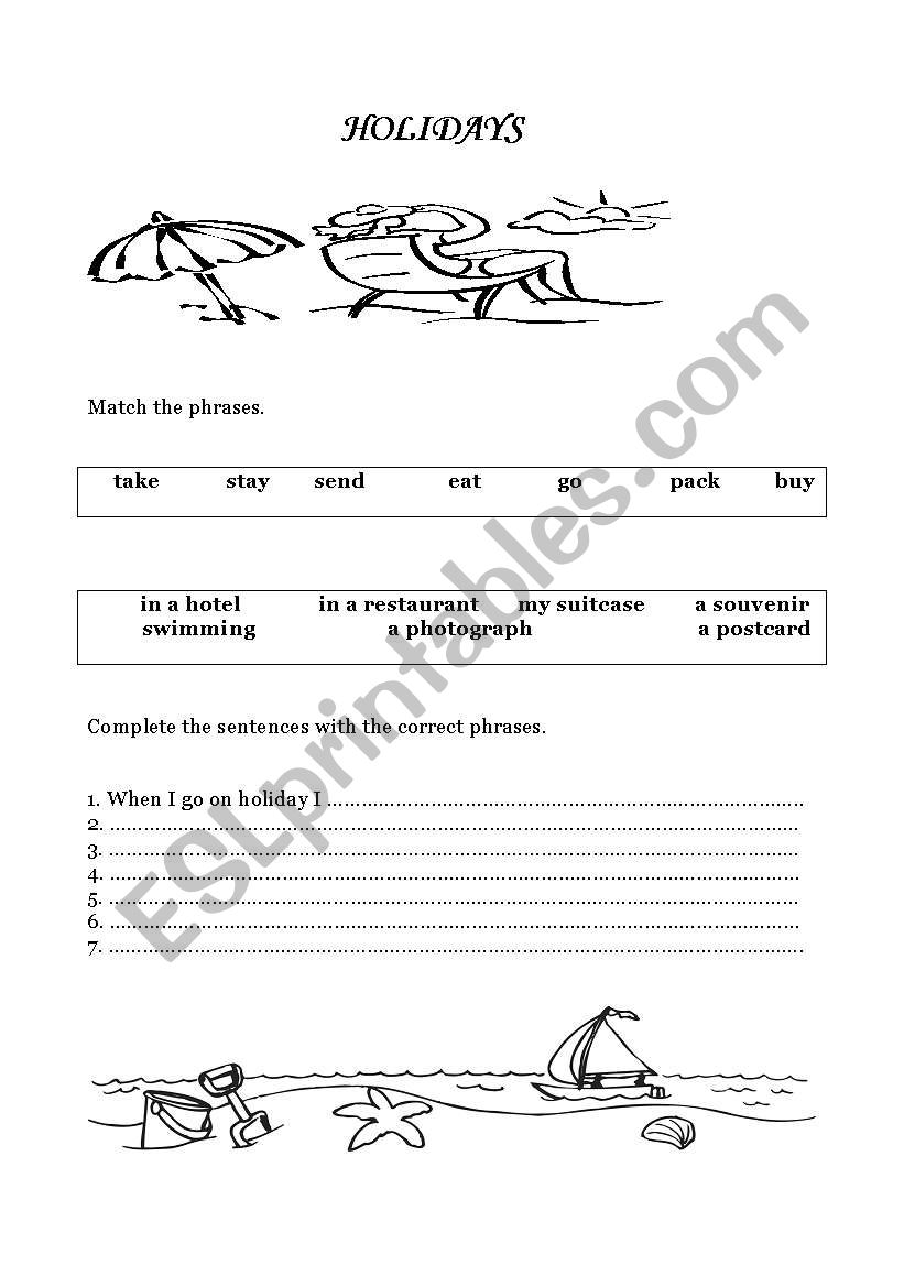 HOLIDAYS worksheet