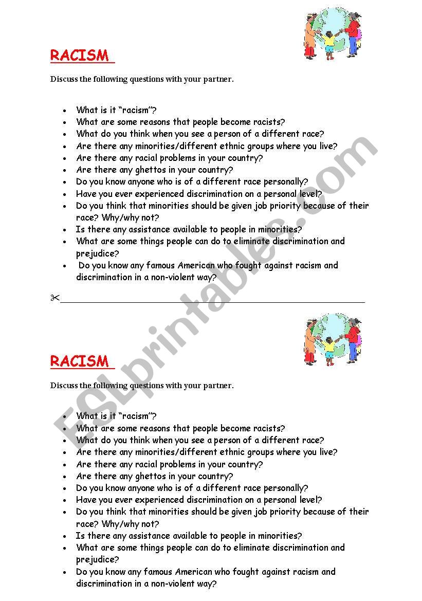 RACISM worksheet