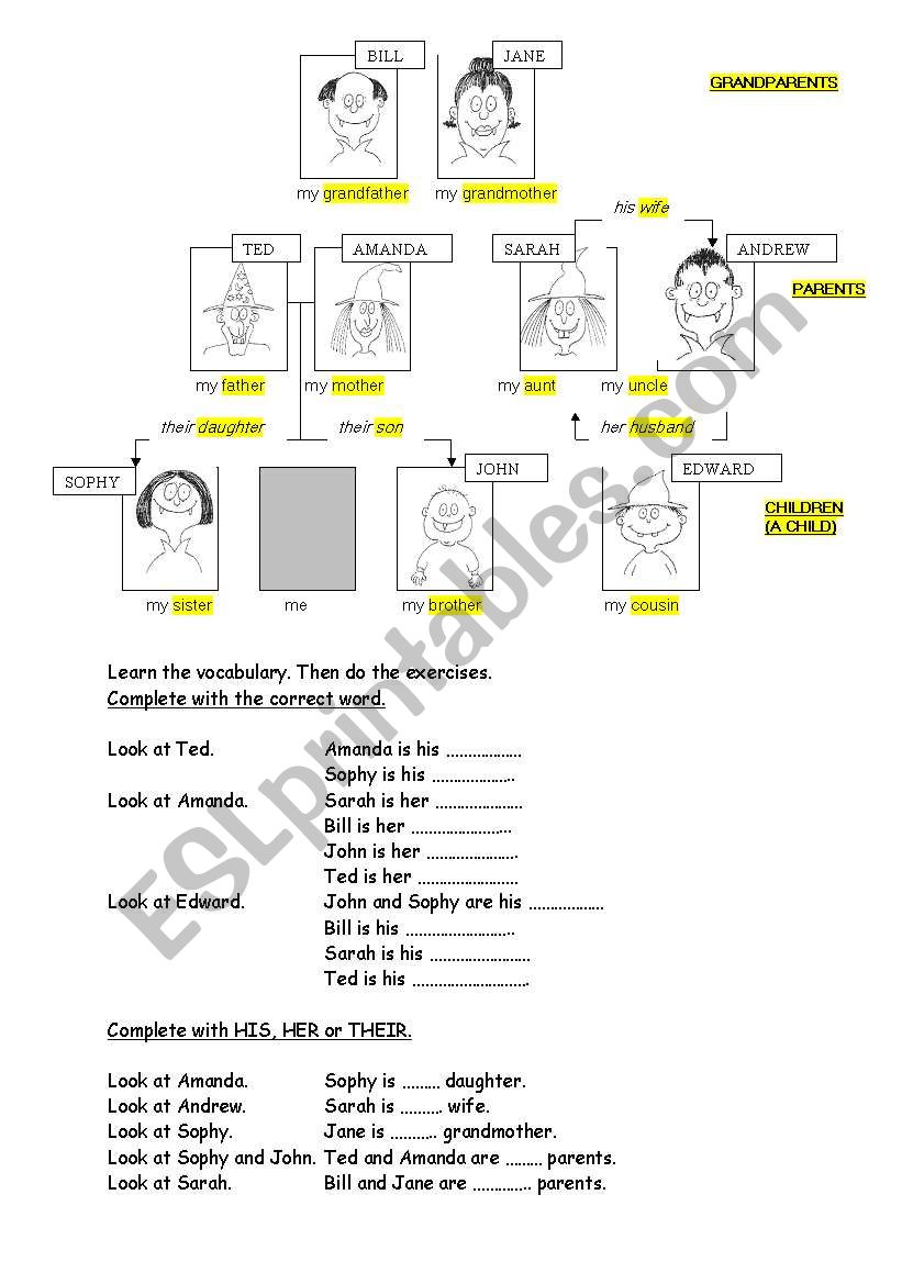 a vampire family worksheet