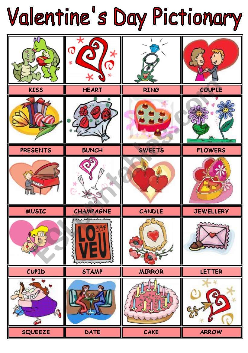 Valentine´s Day Picture Dictionary ESL worksheet by ironda