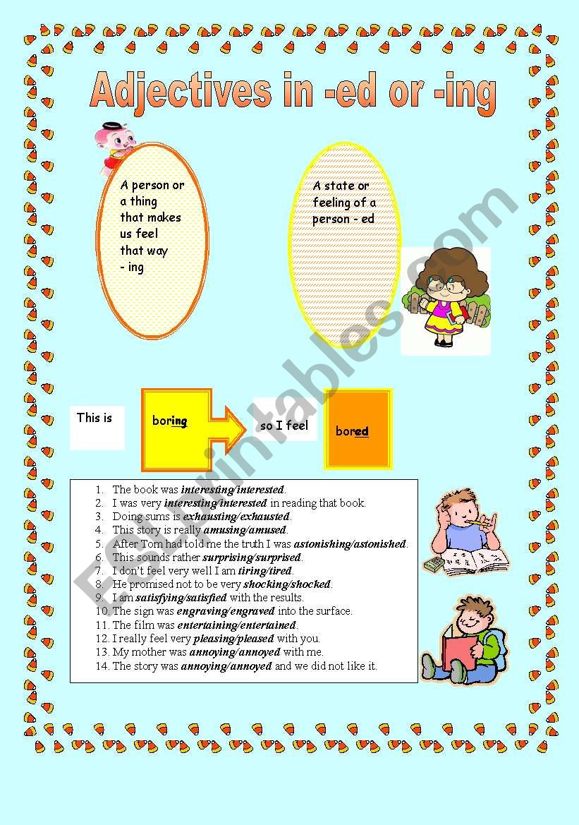 Adjective in -ed  -ing worksheet