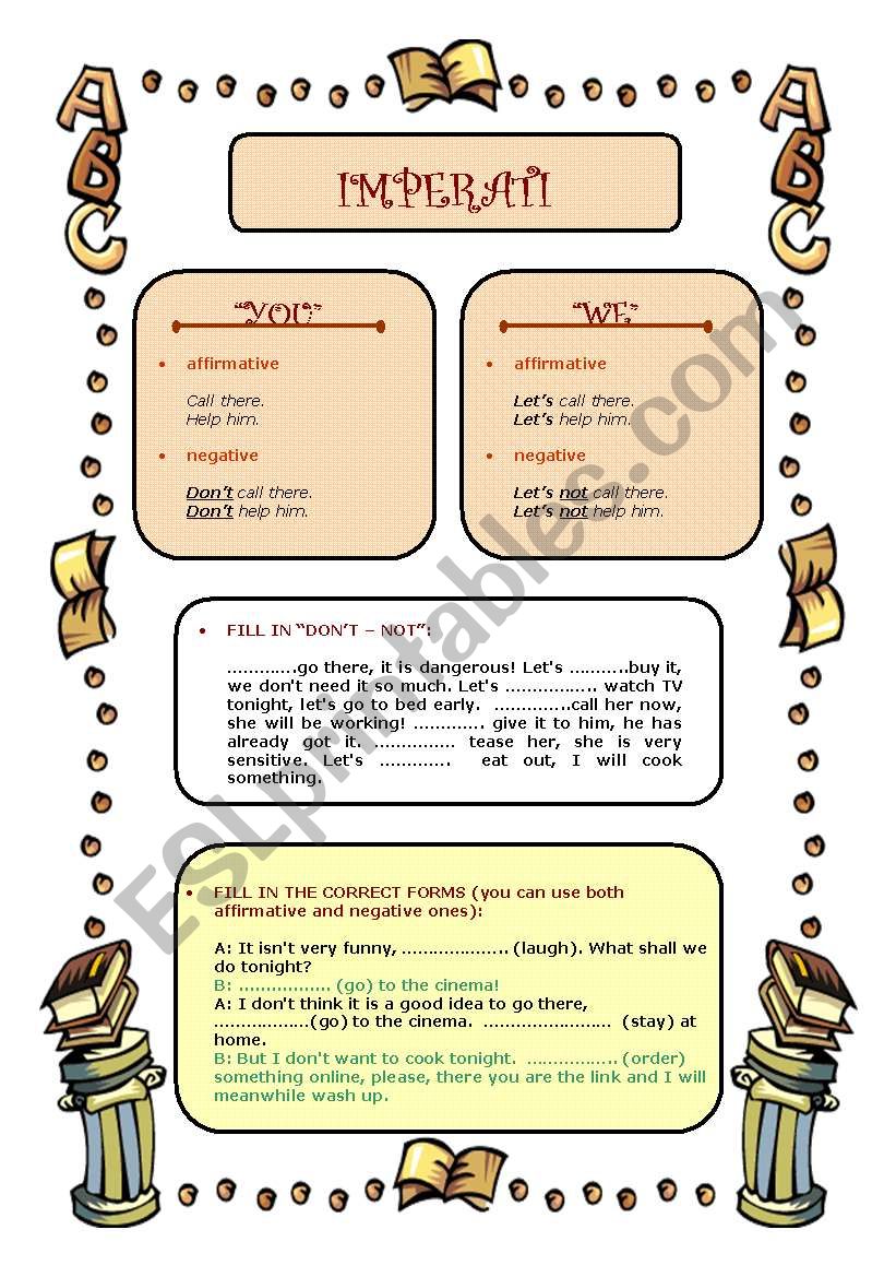 IMPERATIVES worksheet