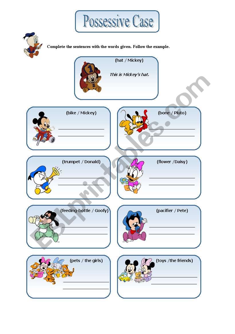 Possessive case: s worksheet