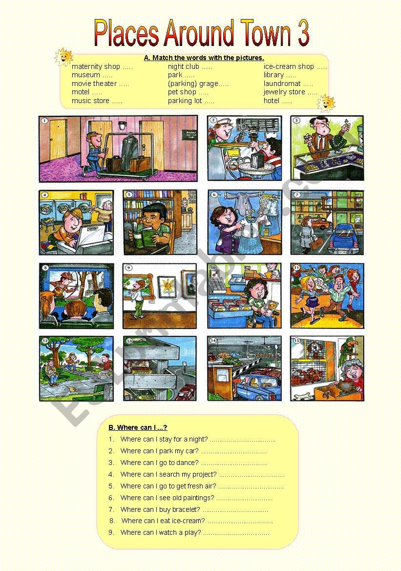 Places Around Town 3 worksheet