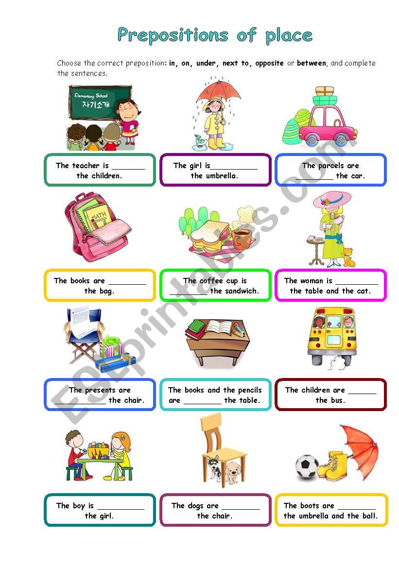 Prepositions of place worksheet