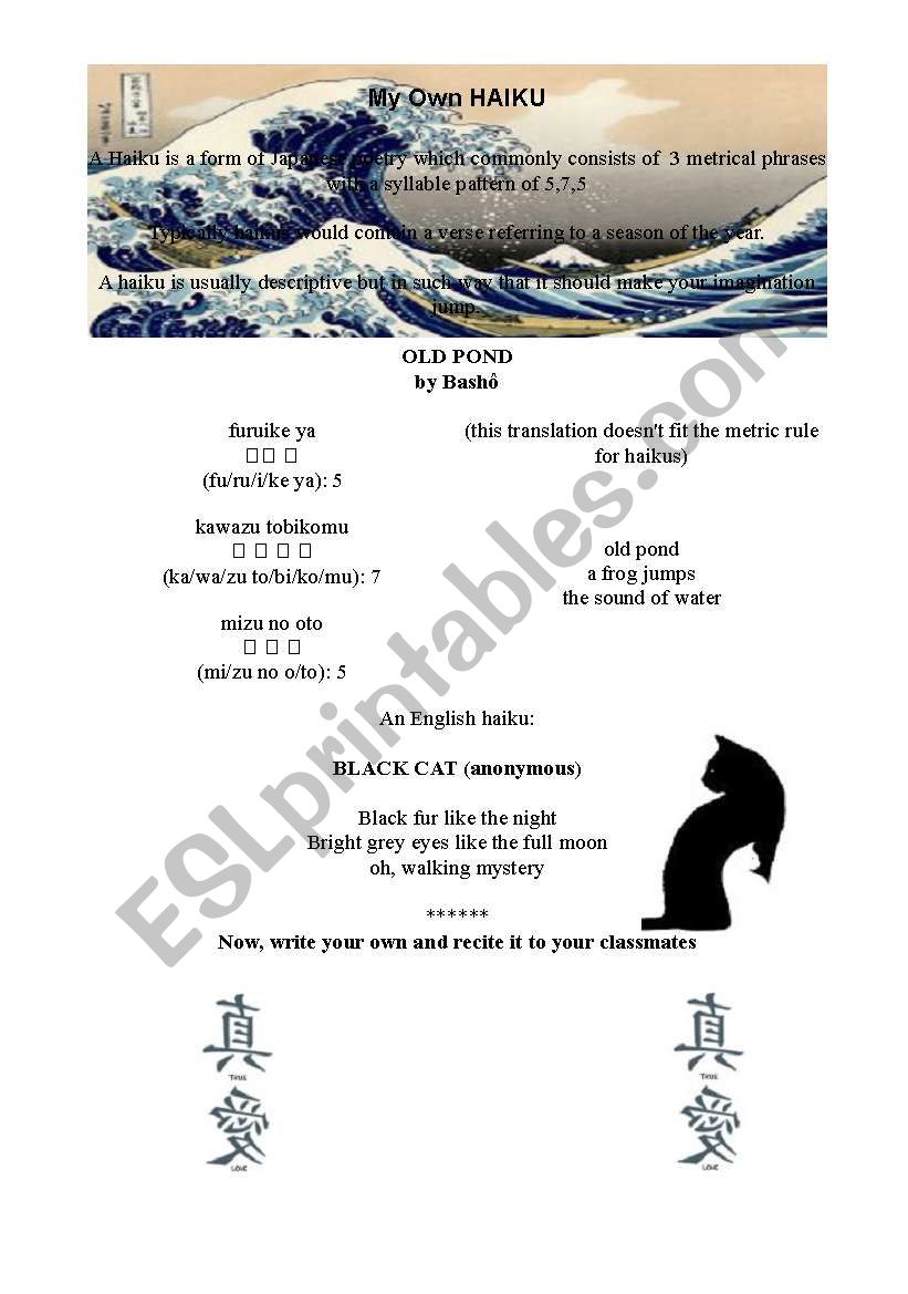 My own haiku worksheet