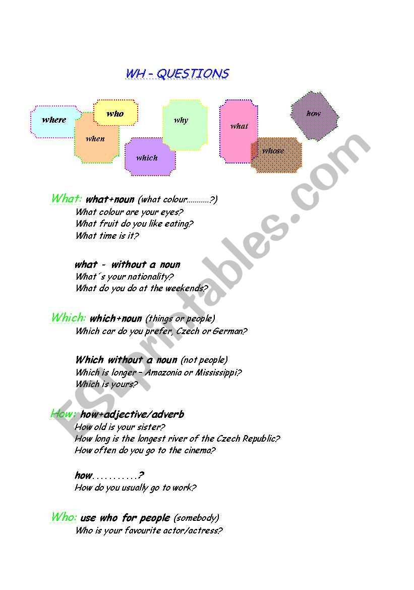 WH - QUESTIONS worksheet