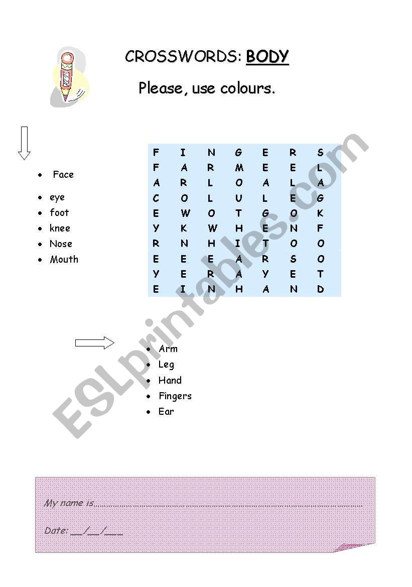 Bodys crosswords worksheet