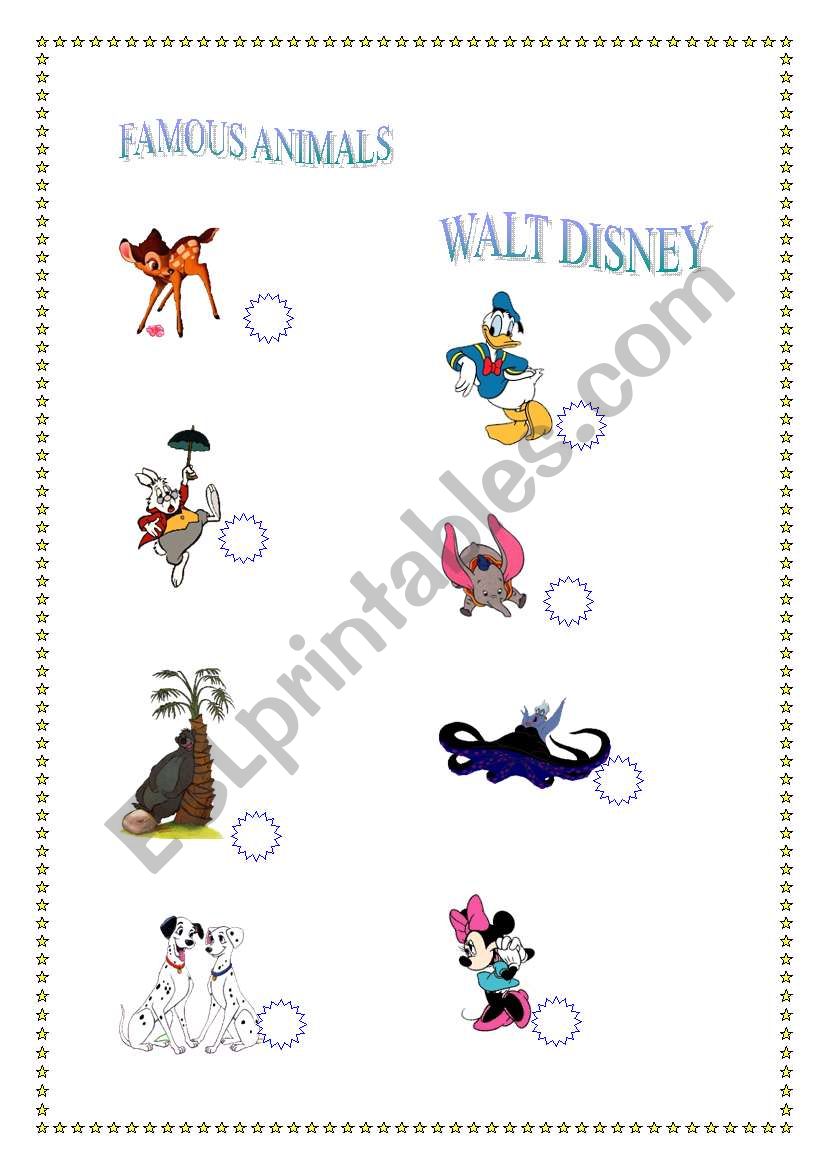 Famous Animals. Walt Disney worksheet