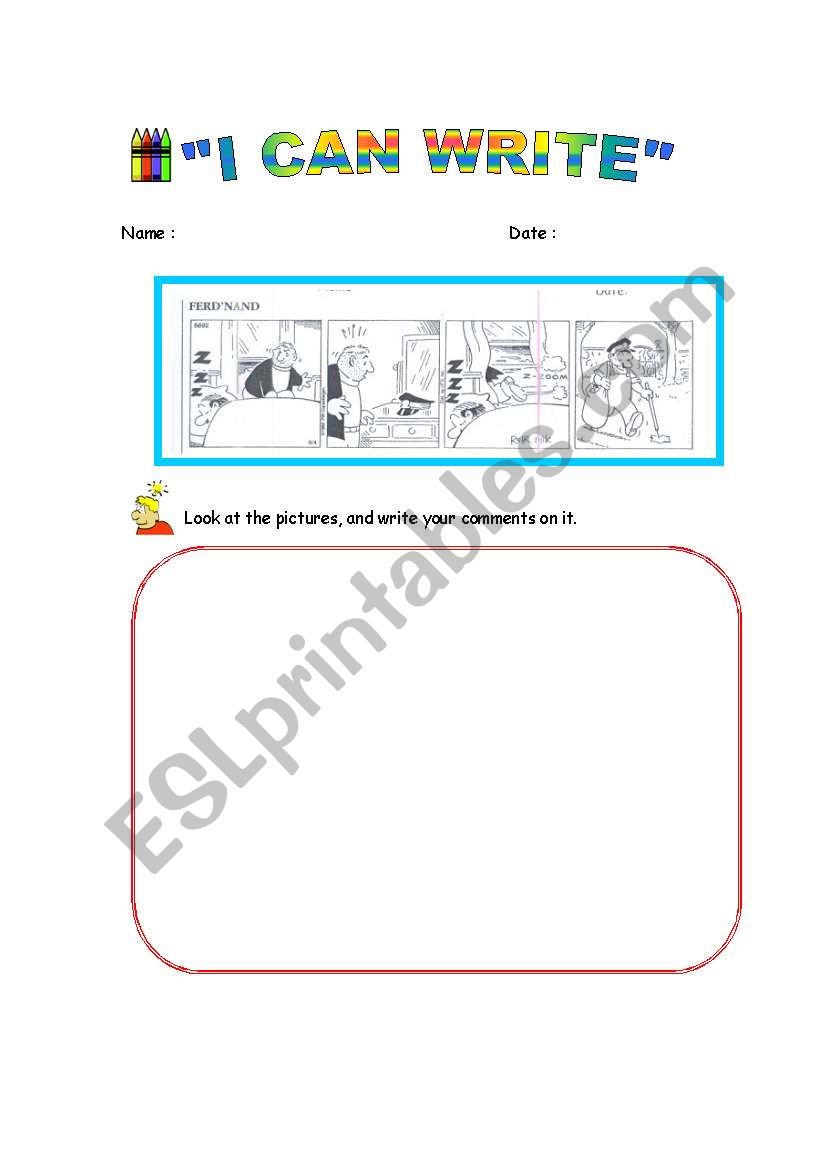 Writing via Pictures worksheet