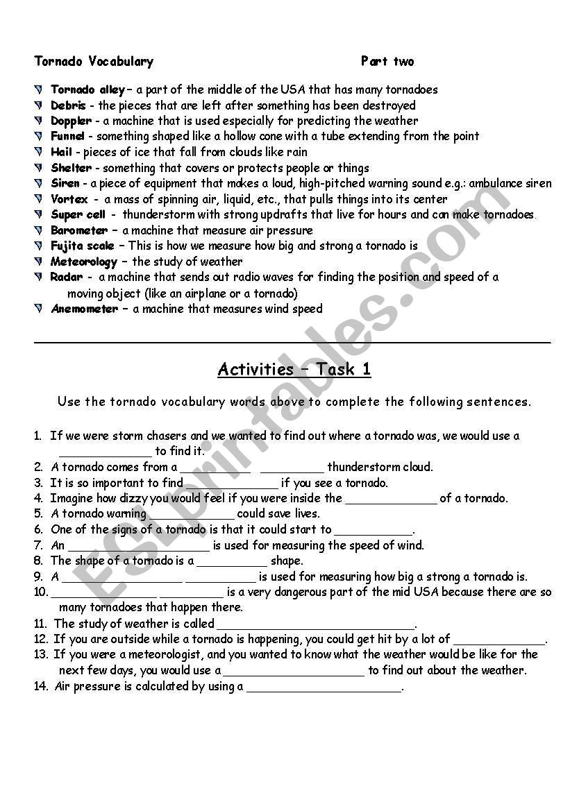 What is a tornado (part 2) worksheet