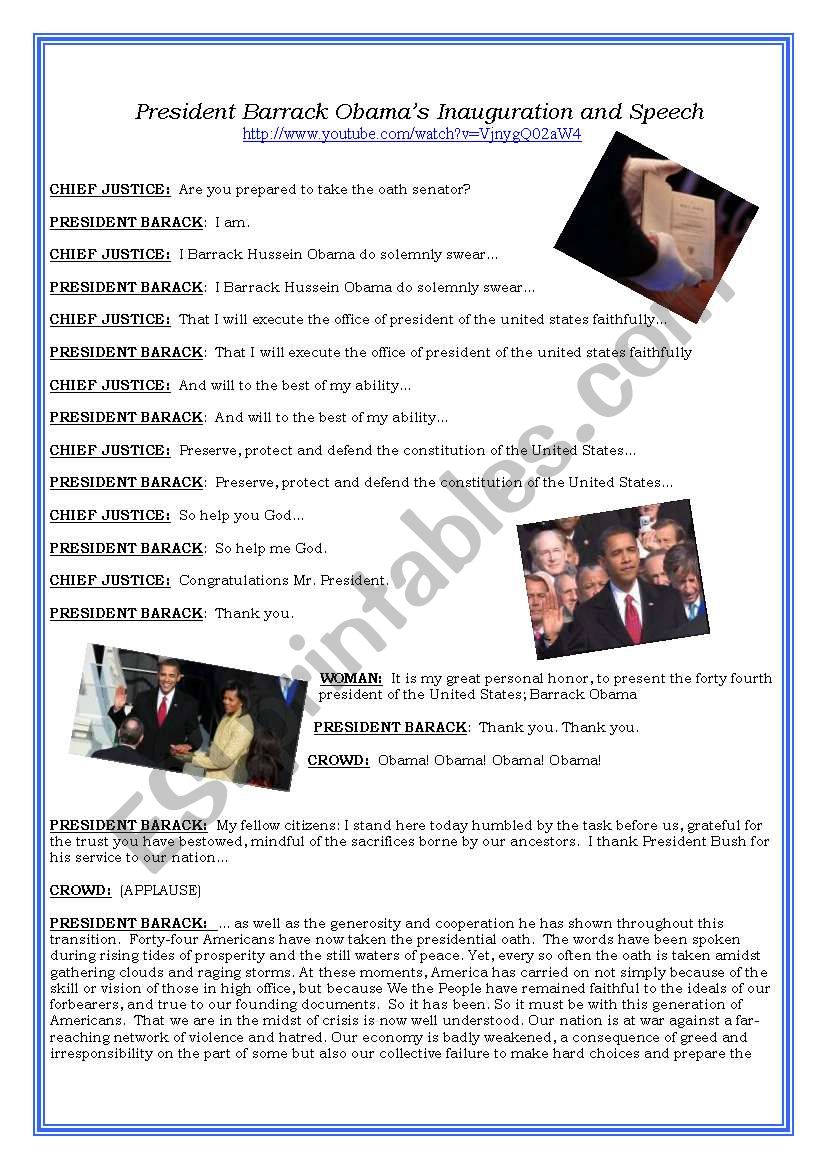 ObamaÂ´s Inauguration and Speech Youtube link