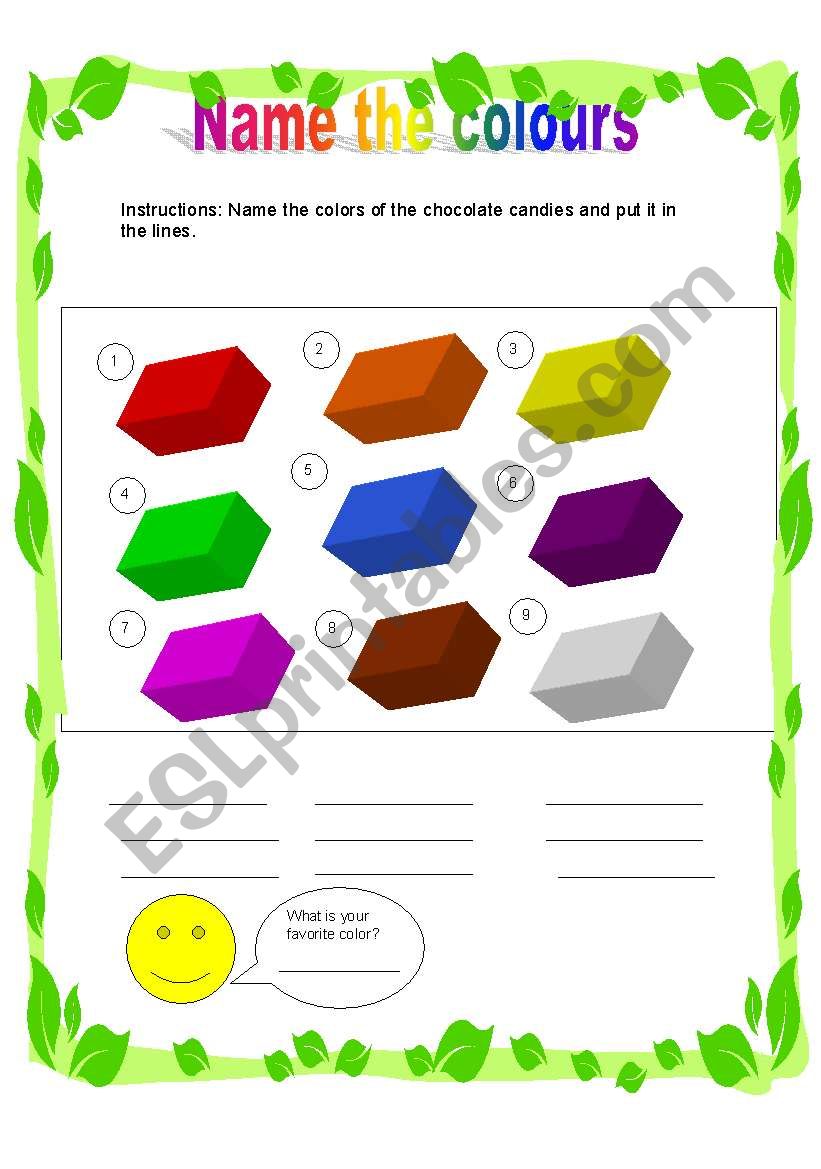 Name the colours  worksheet