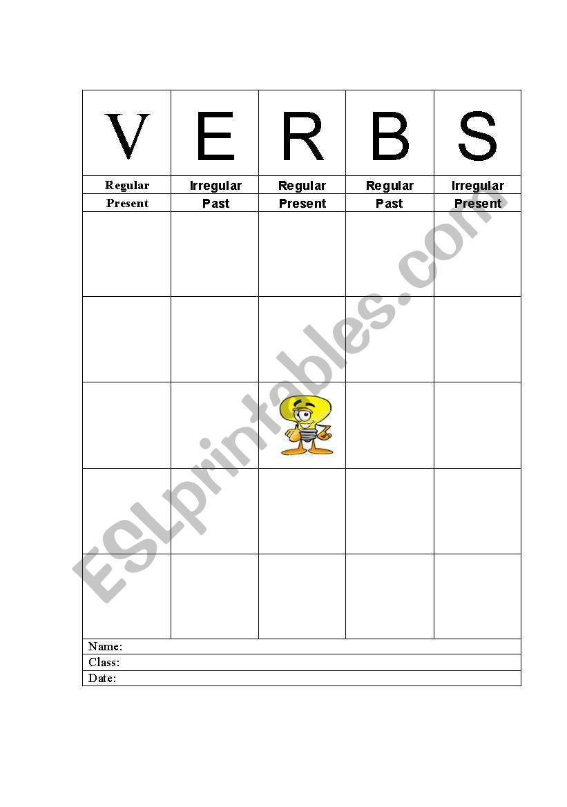 Bingo-Verbs worksheet