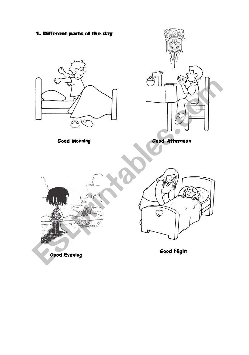 Diferents parts of the day worksheet