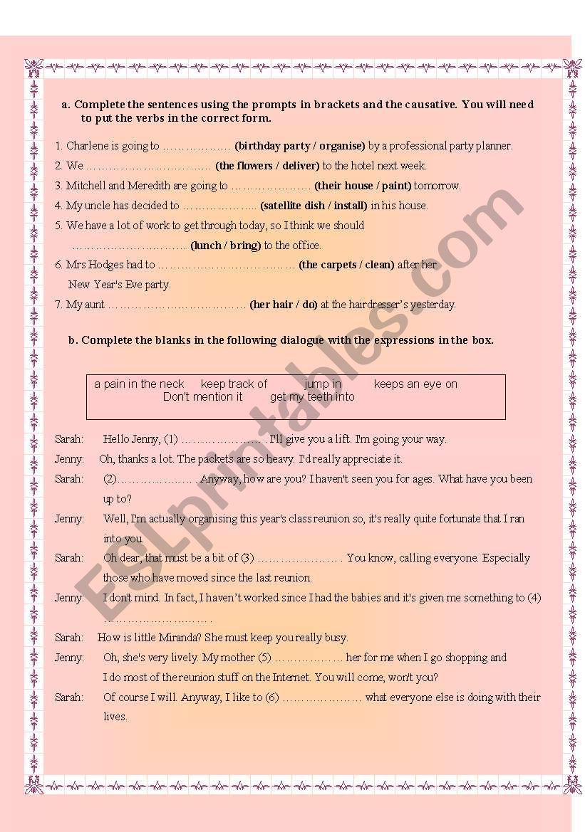 A Causative form test worksheet
