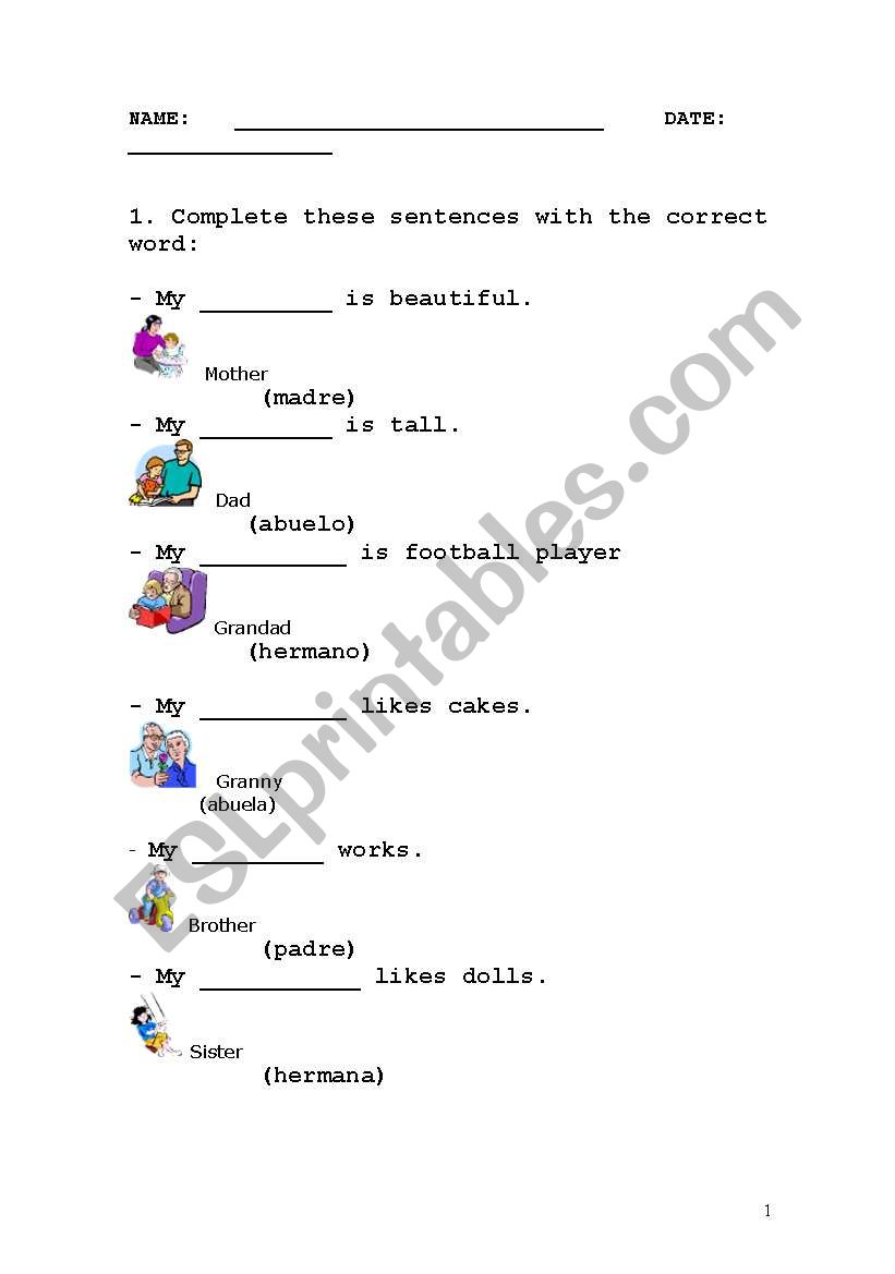 Family worksheet