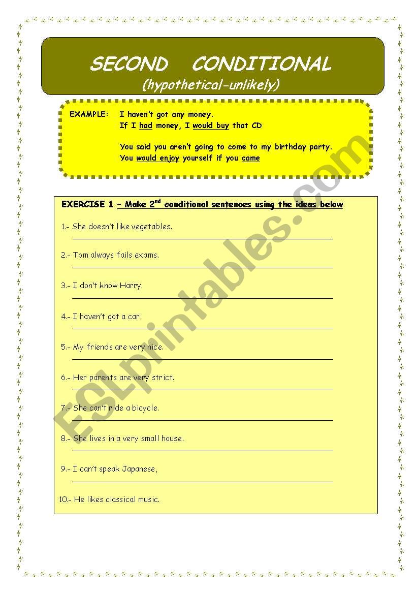 Conditionals - 2nd Conditional and review on 1st.