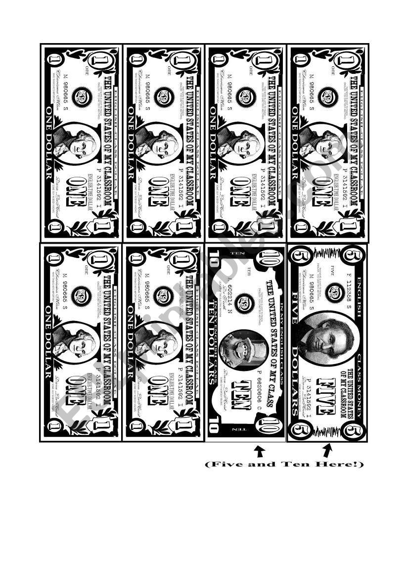 printable play money esl worksheet by daidougei dave