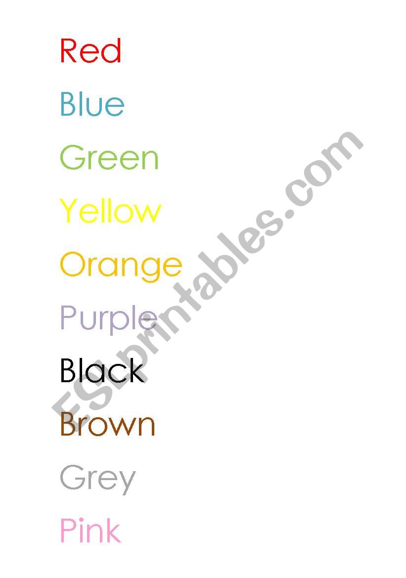 Colours worksheet