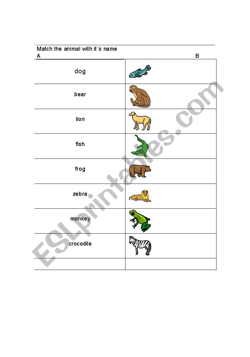 animals worksheet