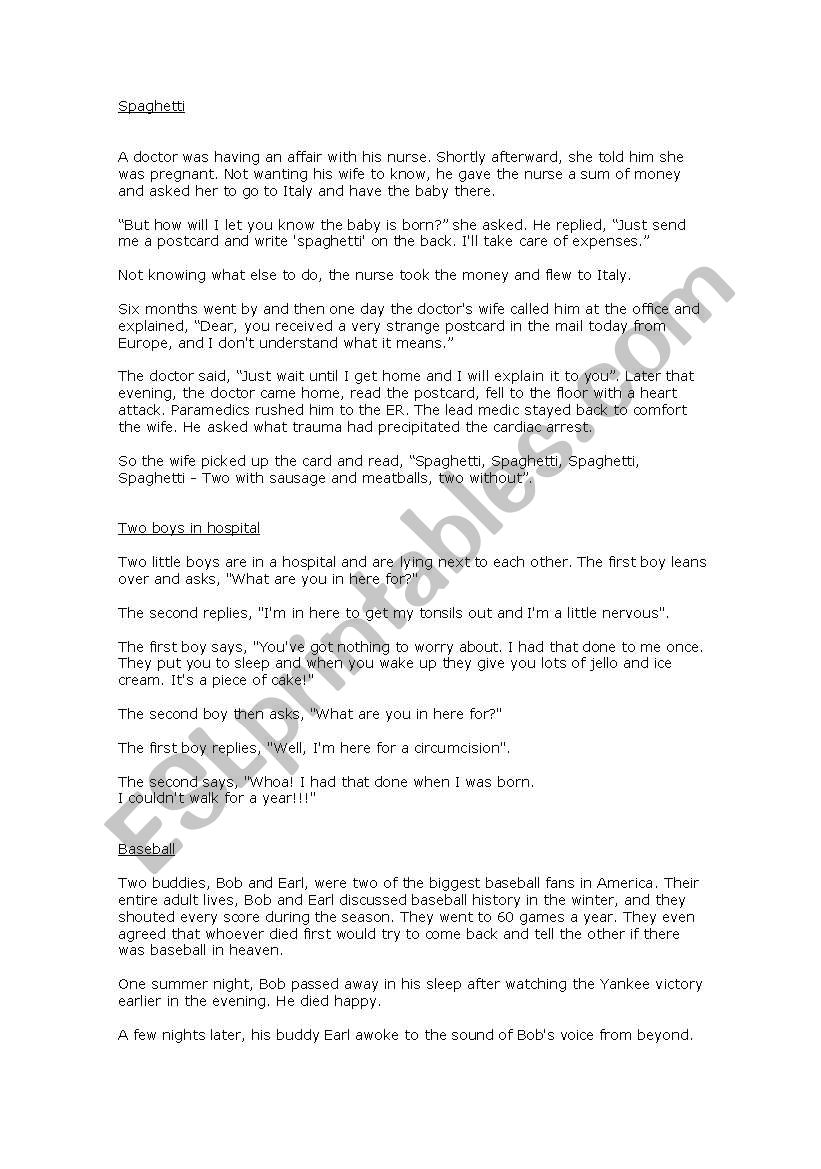 jokes worksheet