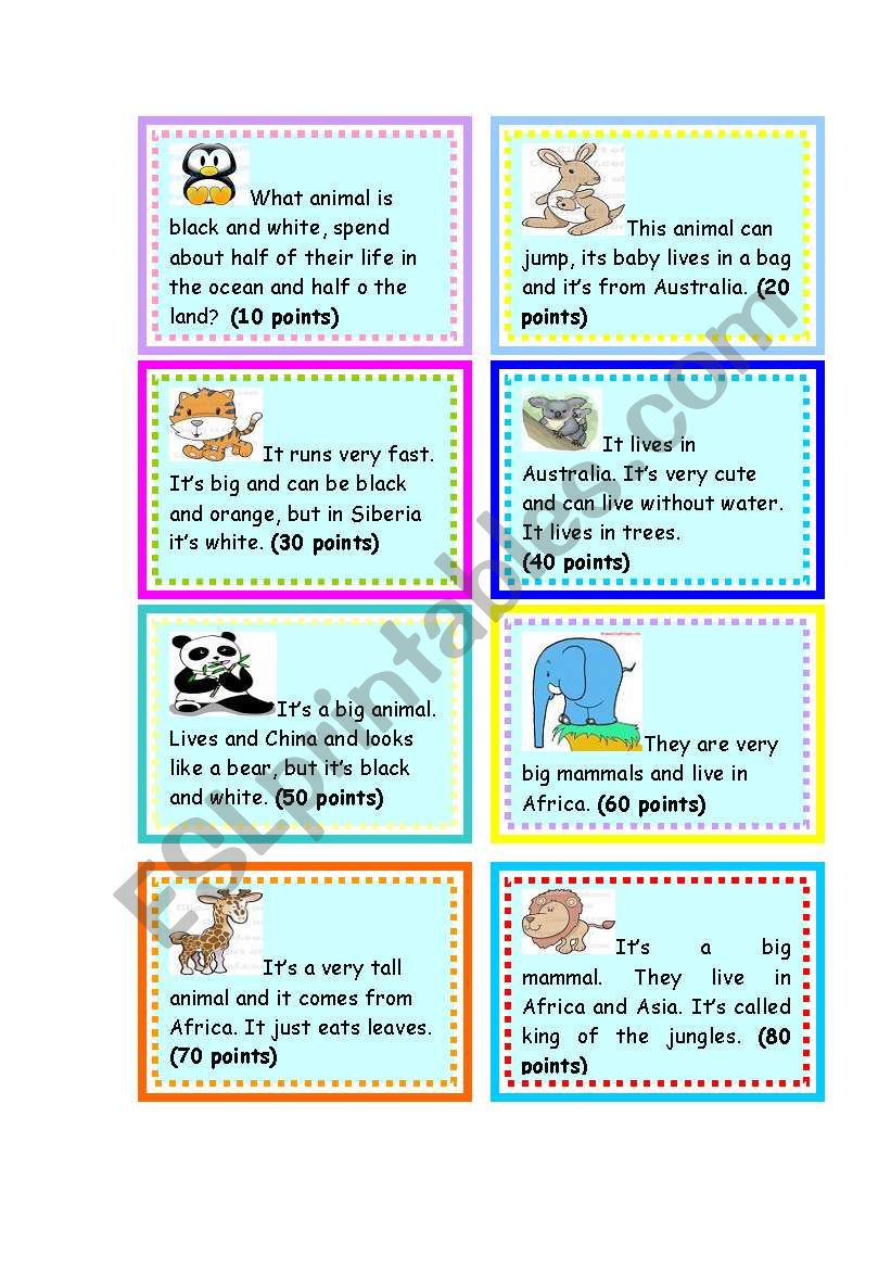 REVIEW GAME I worksheet