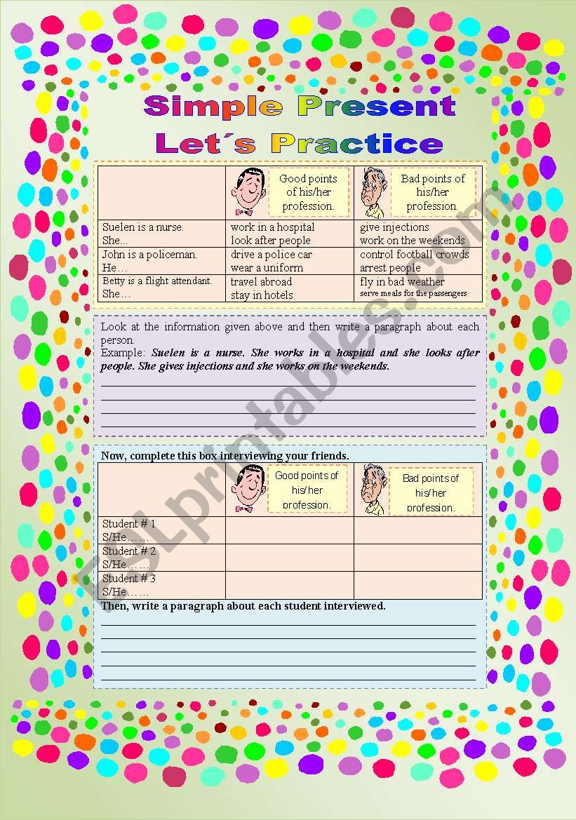 Simple Present - Lets Practice - Speaking, Listening, Reading and Writing