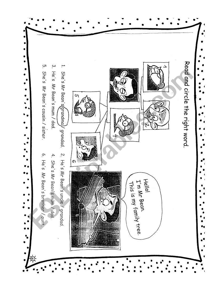 Mr BeanÂ´s family tree worksheet