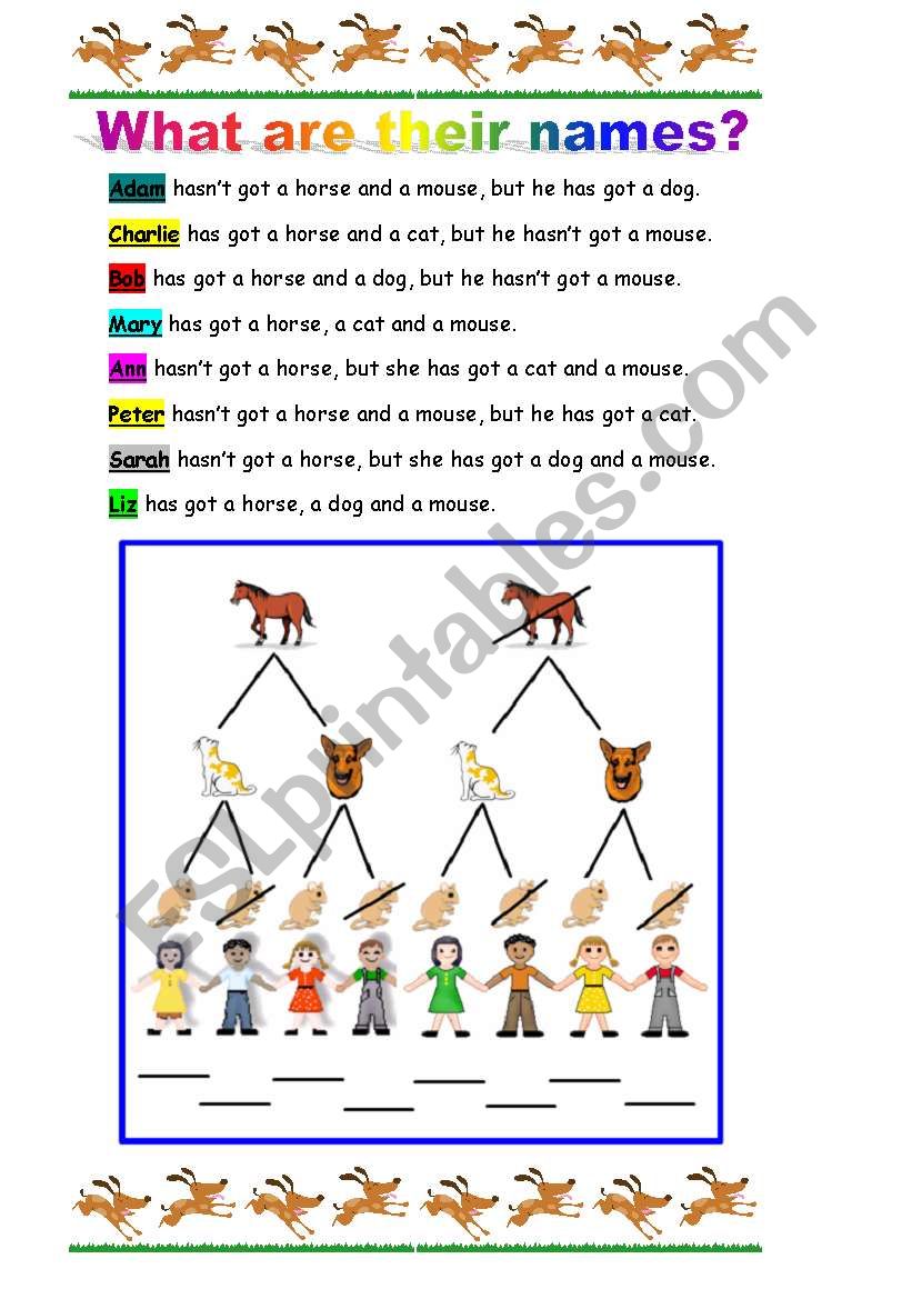 A LOGIC PUZZLE to practice has got / hasn´t got A LOGIC PUZZLE to practice has got / hasn´t got