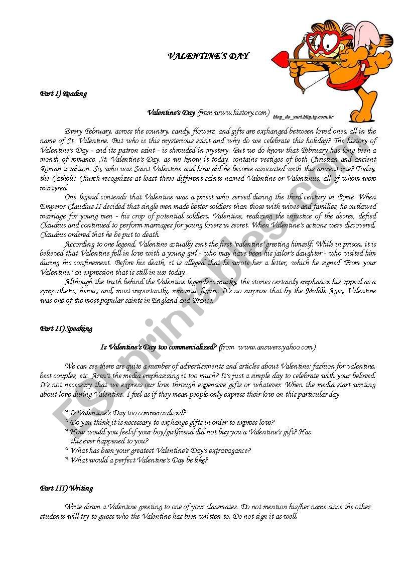 ValentineÂ´s Day worksheet